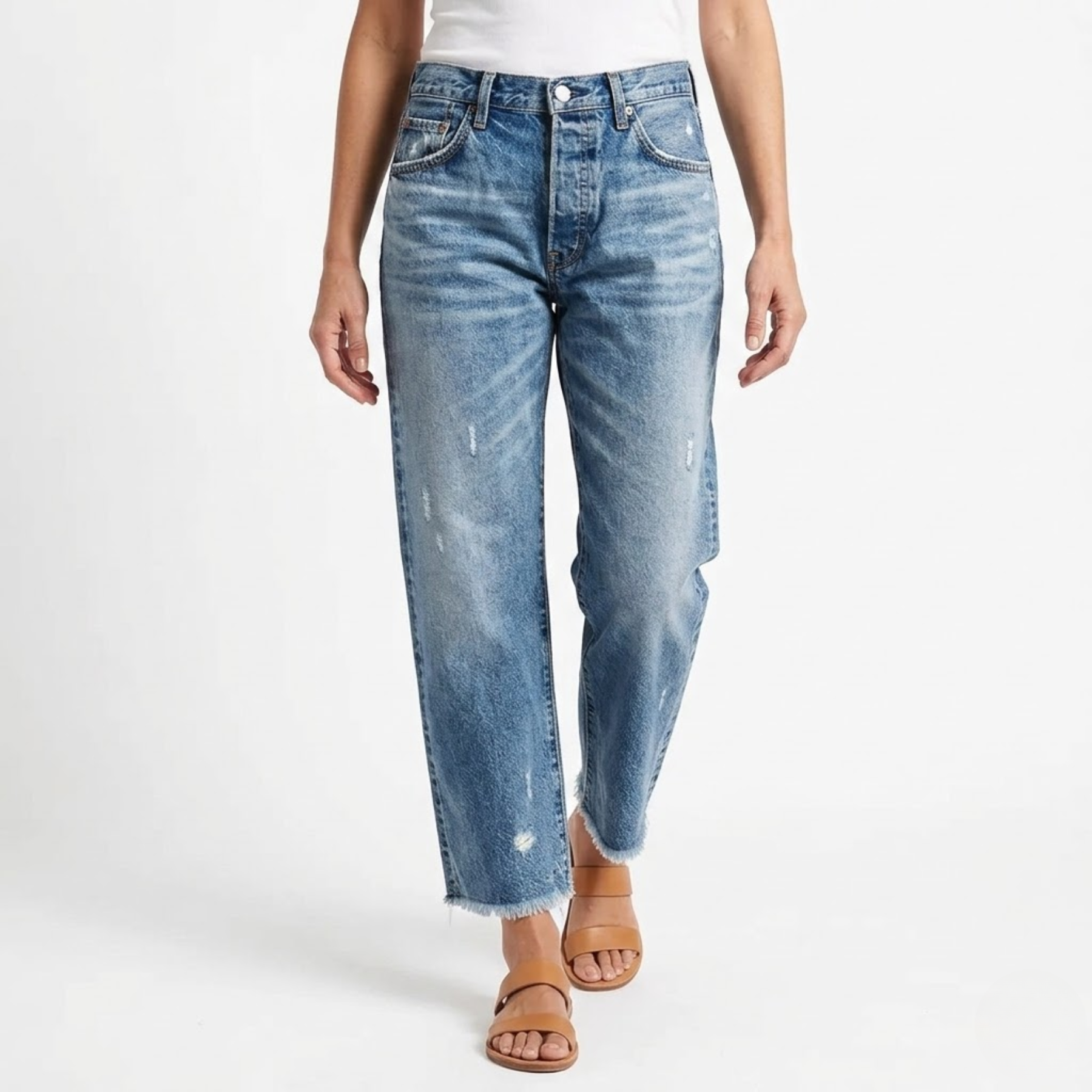 Aberjean | Retro Cropped Straight Jeans