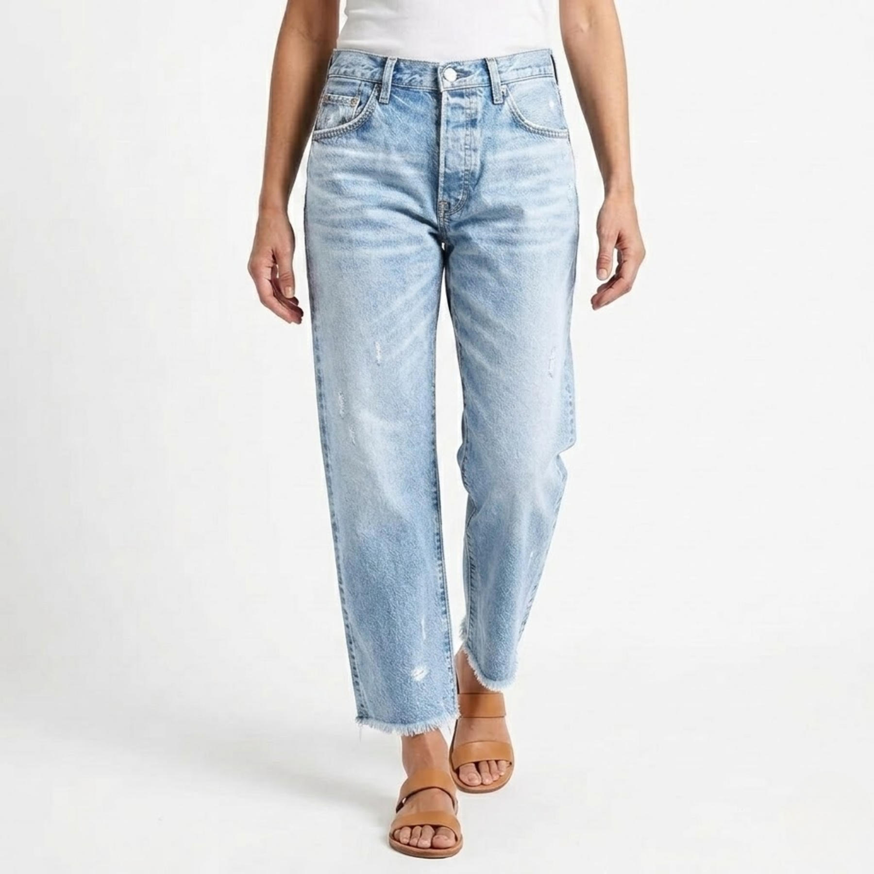 Aberjean | Retro Cropped Straight Jeans