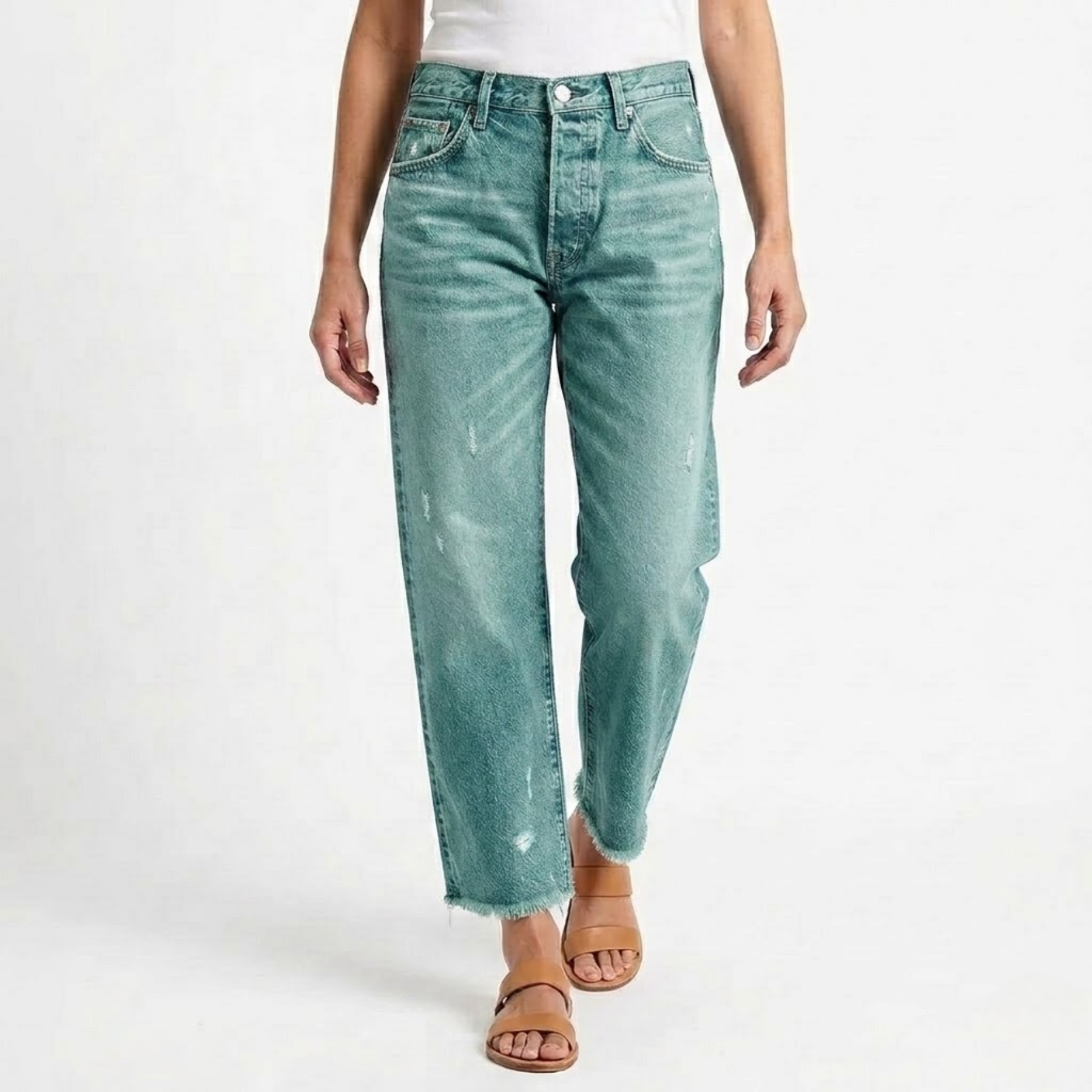 Aberjean | Retro Cropped Straight Jeans