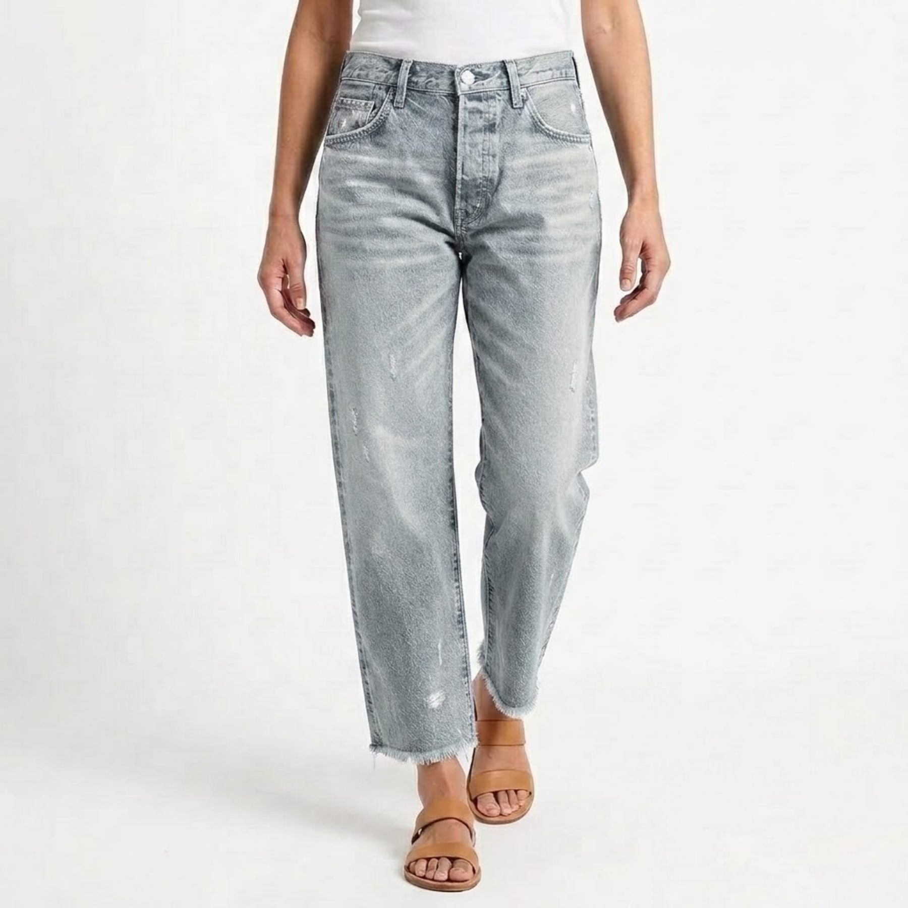 Aberjean | Retro Cropped Straight Jeans